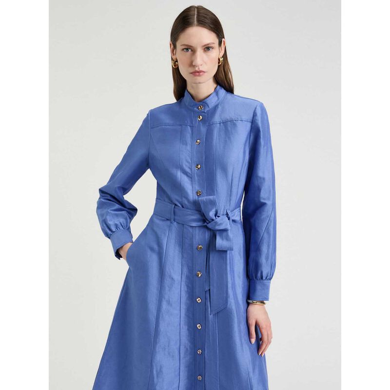 Veronika Maine Hydrangea Linen Viscose Midi Shirtdress image number 3